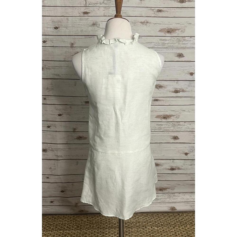Worth New York pleated collar sleeveless button-up linen-blend shirt Size 12 - Picture 5 of 7